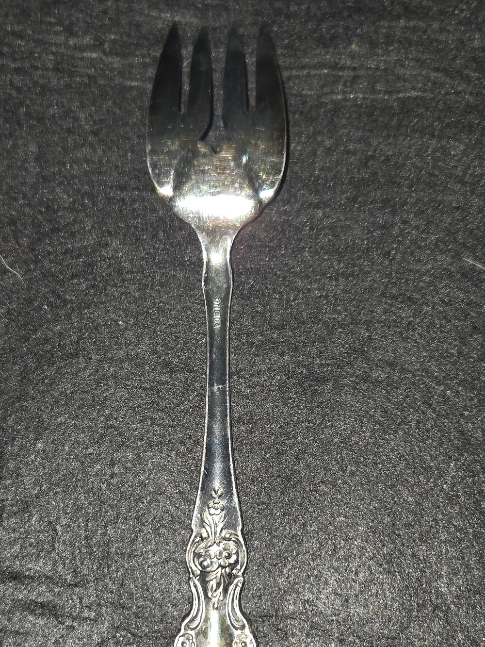 Oneida Silver Ornate Three-Tine Serving Fork